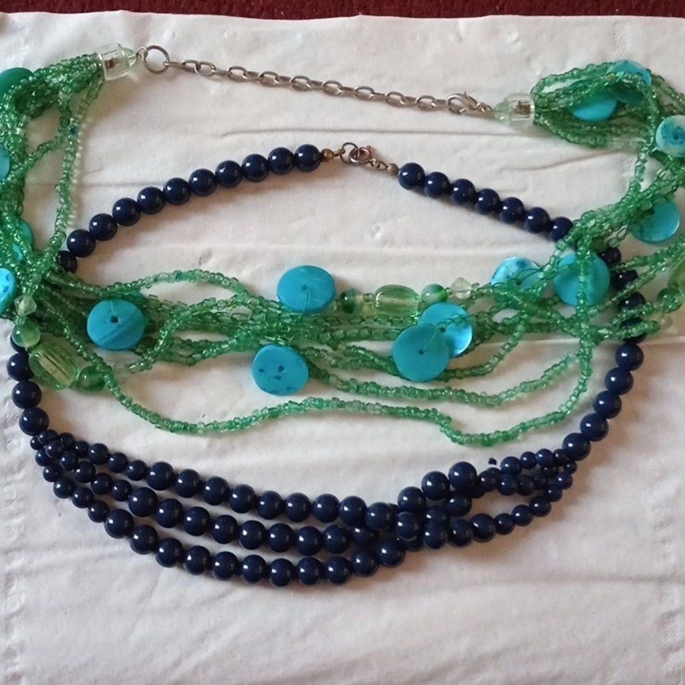 Two vintage necklaces, multiple strands (C021)